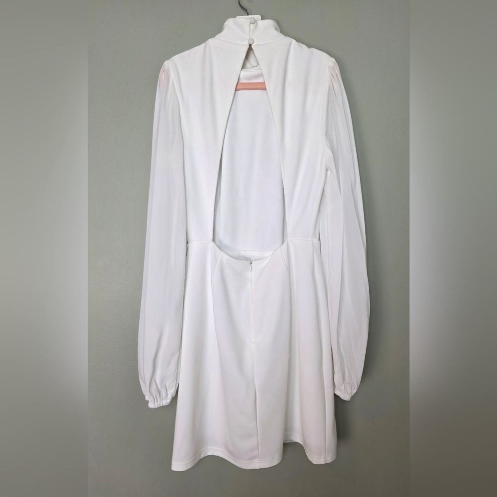 Lulus Exceptionally Flirty White Long Sleeve Backless Mini Dress, Size Small - Picture 6 of 10